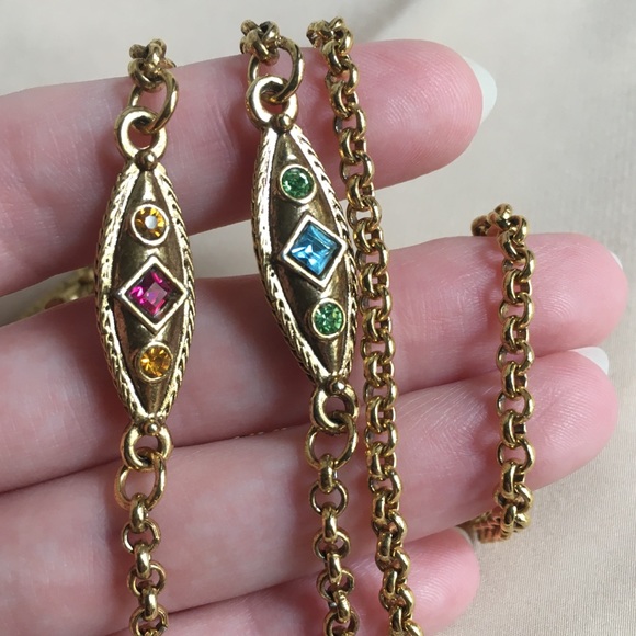 Two-Tone Jewel Necklace, Renaissance Navette Links - Picture 2 of 9